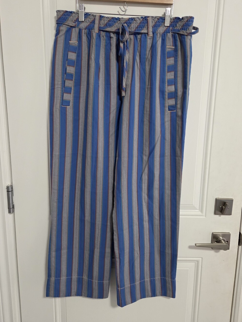 NWT - Free People Women's Stripe Cotton Drawstring Pants - Size L